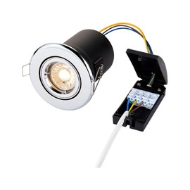 Saxby 50682 50W shieldPLUS MV Tilt Recessed Fire Rated Downlight GU10 Ceiling Spotlight - Chrome