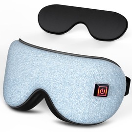 Fmlave Heated and Cooling Sleep Mask for Dry Eyes, Migraines, Electric Heated Eye Mask Improve Sleeping, Stye Eye Blepharitis Birthday Gifts for Women and Men (Blue)