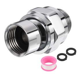uxcell Shower Head Swivel Adapter Solid Brass Adjustable Shower Arm Extension Connector Universal Shower Component Connector with PTFE Tape and Gasket for Shower System (Silver)