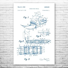 Snow Mobile Poster Print, Ski Gift, Winter Sports, Skiing Gear, Snow Trooper, Ski-doo, Ski Instructor, Ski Lodge, Yamaha Blue & White (20 inch x 24 inch)