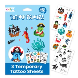 OOLY Tattoo-Palooza Over 50 Safe Non-Toxic Temporary Tattoos for Kids, Fake Tattoos as Party Favors for kids 4-8, Goodie Bag Stuffers for Birthday Party Supplies [Pirate's Life]
