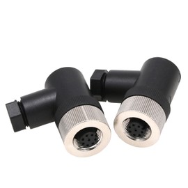 EONVIC M12 8 Pin Female 12mm A-Code IP67 30V 2A AC/DC Industrial Bullet Connector Unshielded Field Mount Cable Sensor Right Angle 2 Pack