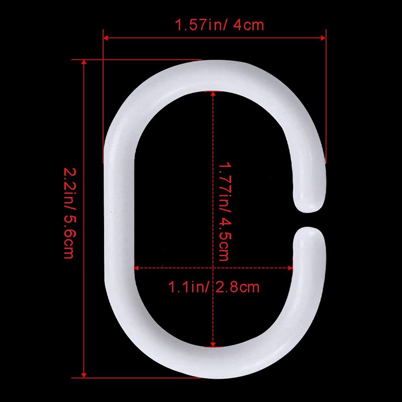 Careyoungs Plastic Shower Curtain Hooks White Curtain C Rings for