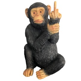 RP Medium Resin Rude Monkey Ornament 19cm Statue Sculpture Figurine Gift Home Decoration Black