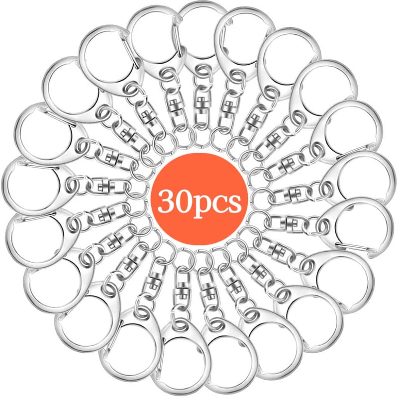 Key Chain Hardware [30 Pieces] One-touch Key Holder with Swivel