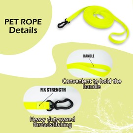 PAPIAMEN 10 Ft Dog Training Leash,Slip Traction Rope Waterproof Dog Leashes for Small Medium and Large Dogs,Heavy Duty Long Leash for Dog Walking,Running,Training,Yellow