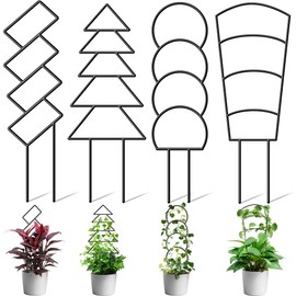 Aifanss Plant Trellis for Potted Plants Indoor, 16 Inch Small Metal Garden Trellis for Climbing Plants with Different Patterns, Outdoor Houseplant Support Stakes for Vine Ivy Hoya Pothos Flower 4 Pack