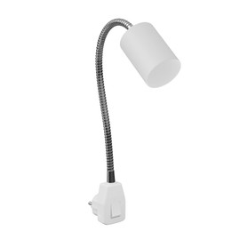 ledscom.de Waika Socket Light/Reading Lamp, Gooseneck, Switch, White, 1x GU10 Max. 60 W, Rotatable, Work Light, Plug Light, Plug Spotlight, Plug Light, Socket Light