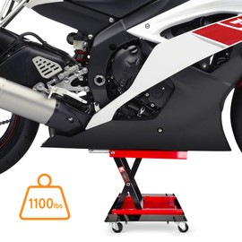 PioneerWorks Motorcycle Lift Table - Scissor Lift Jack, Heavy Duty, Adjustable Height, Stable Design, Easy to Use.