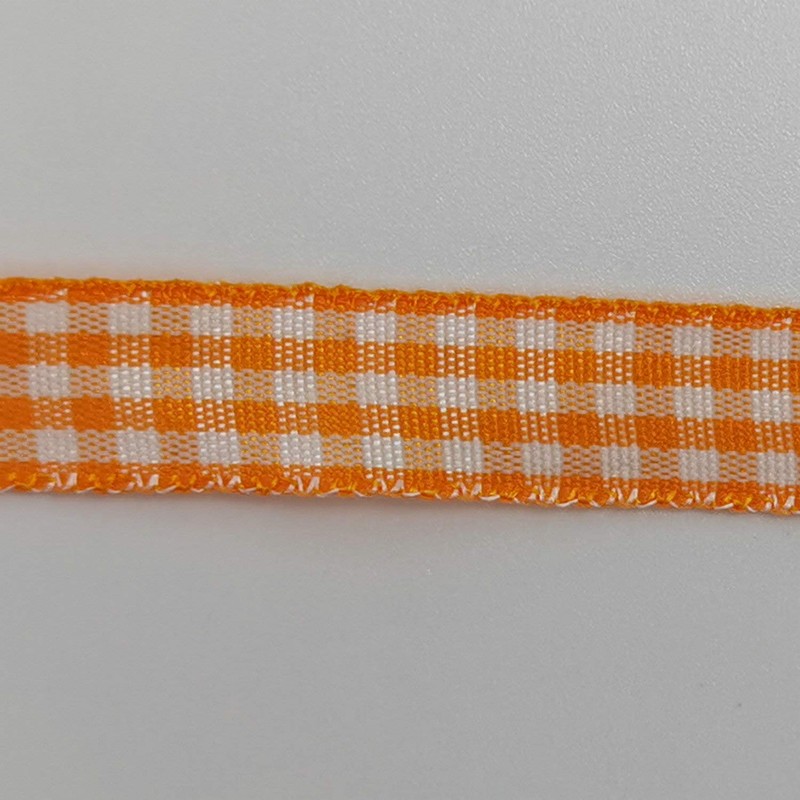 Micomon Orange Gingham Plaid Checked Ribbon 25 Yard Each Roll