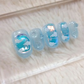 Wary Sky UruUru Handmade Nail Tip - Short Oval / 워리 스카이 우루우루 수제네일팁 - 숏오벌