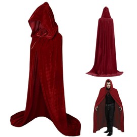 TBONEEY Capa con Capucha de Halloween, Disfraz De Bruja Rojo Disfraz de Vampiro de Halloween Roja Doblepara Mujeres Hombres Halloween Carnaval Navidad Fiesta Disfraces Cosplay (XXL)