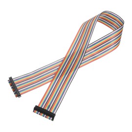 MECCANIXITY IDC Rainbow Wire Flat Ribbon Cable 2.54mm Pitch 30 Pin Connection Line FC Dual Female Black Connector for DIY Experiment 2 Ft Length 1 Pcs
