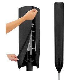 Rotary Washing Line Cover Waterproof Universal Fit with Zip Rotary Line Cover Can Be Used as Parasol Cover | Weather Resistant and Great Protection for Garden Dryer and Airer (Black)