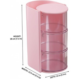 Organizador de accesorios para el cabello de 3 niveles con cajones giratorios, caja almacenamiento transparente para esponjas maquillaje, cepillos, gomas para el cabello, organizador tocador