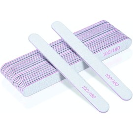 24Pcs Professional Nail Files, Double-Sided Emery Board, 100/180 grit, for Natural and Acrylic Nails, Gel Nail Files, Manicure kit, pet Nail Tools, Home and Salon use (24Pcs Curve Edge Nail Files)