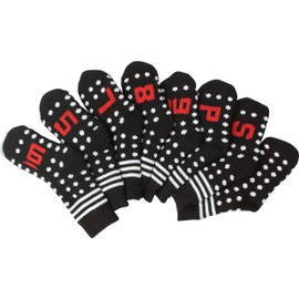 MEGA GOLF MGHC-2021 Iron Cover, Black [Dot] Long Neck Socks, Count [5-9, P, S + Plain] 8 Pieces