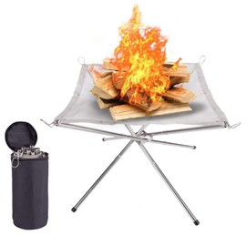 Outdoor Fire Pit - Folding Outdoor Wood Burning Firepit | Stainless Steel Weatherproof Rust-Proof Fireplaces Bonfire BBQ Heating Backyard Camping Garden Patio