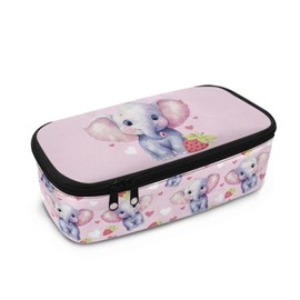 Dngkaoje Large Pencil Case for Girls Boys Aesthetic Pencil Case Organizer with Zipper Cute Pencil Case for School, heart strawberry elephant, Pannier bag