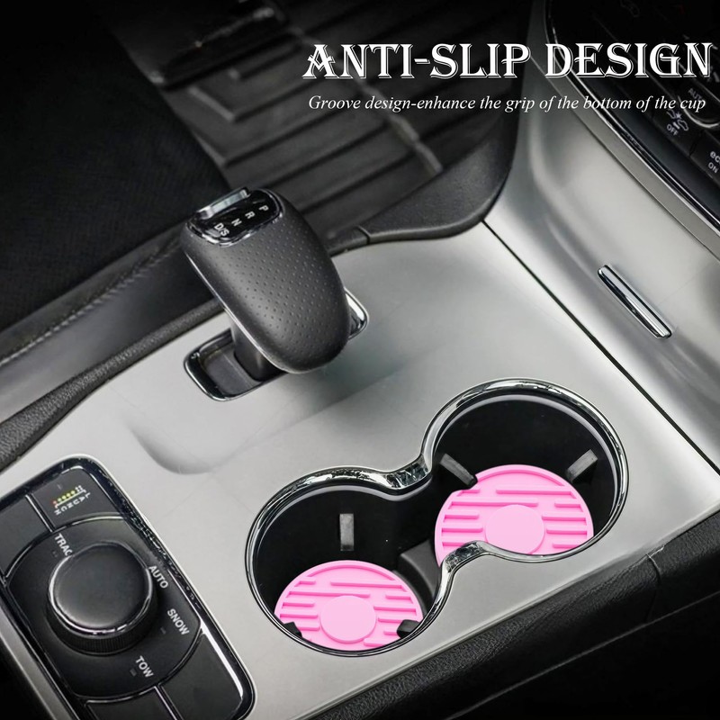 MEAJOO 2-Piece Car Cup Holder Insert – 2.75 Inch Non-Slip
