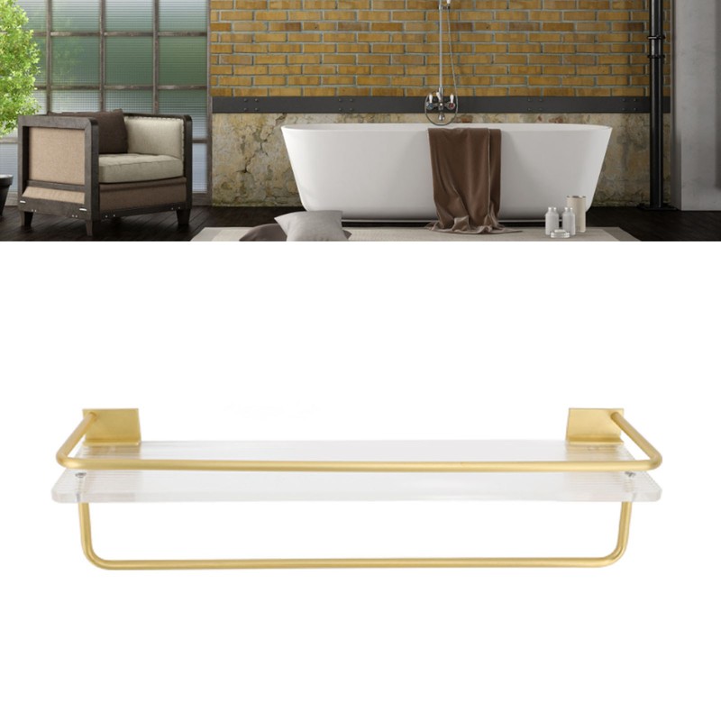 Bathroom Wall Shelf Space Aluminum and Acrylic Rustproof Punch Free