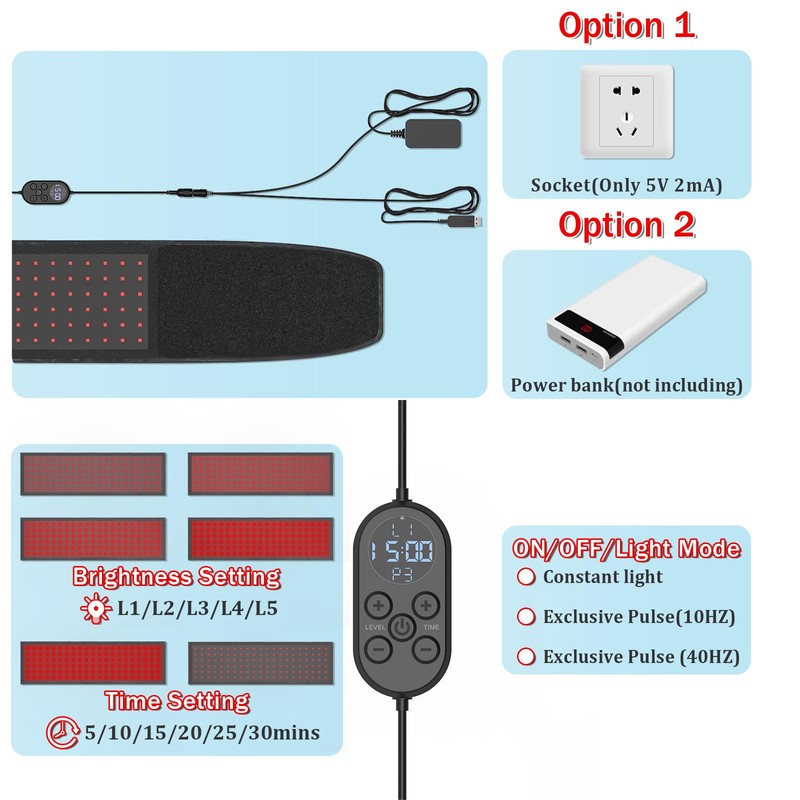 Red Light Therapy Belt Near-Infrared-Light Therapy Wrap for Body Wearable