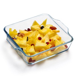 NUTRIUPS Square Glass Baking Dish 15.5cm Mini Oven Proof Dishes Borosilicate Glass Oven Dish Small Casserole Dish (0.8L)