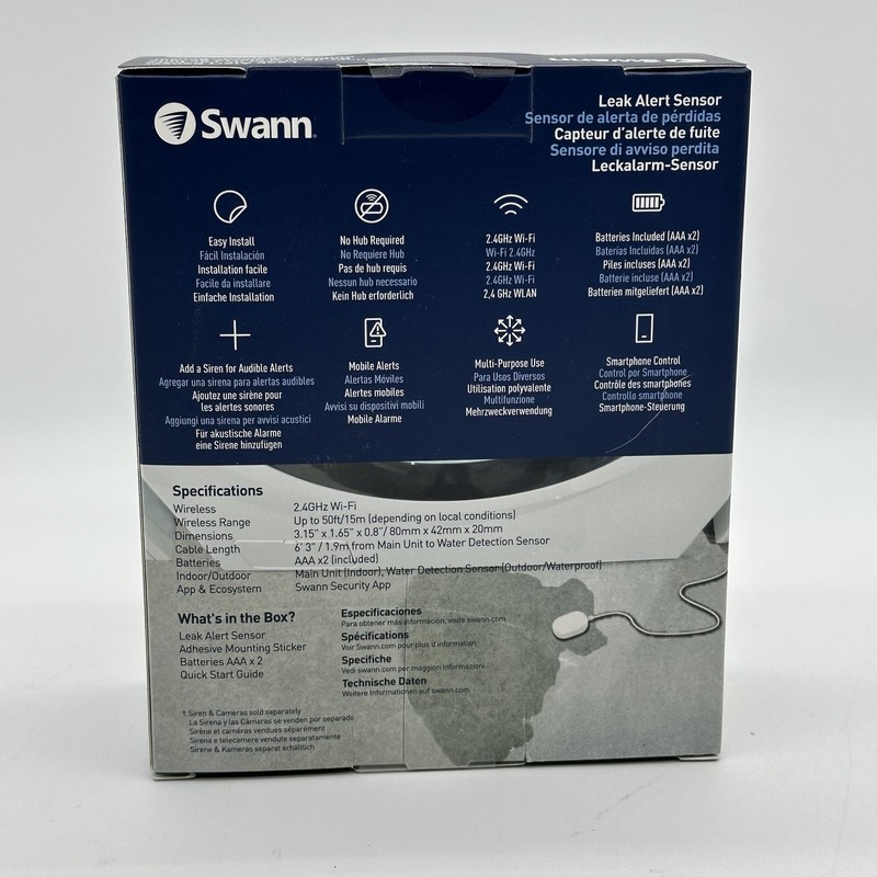 Swann Security NIB Swann Indoor Smart Water Leak Detector SWIFI-LEAK-GL