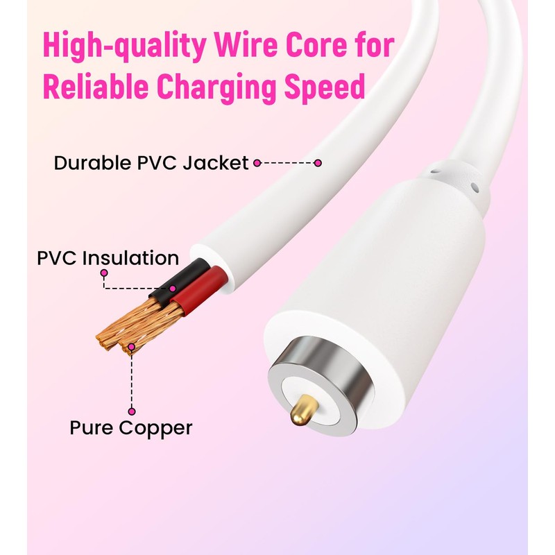 Yaekea 2.7Ft Magnetic USB DC Charger Cable 6mm Single-Pin Replacement