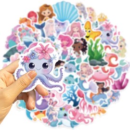 50Pcs Mermaid Sticker, Cute Marine Organism Stickers(Mermaid)