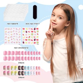 Kinder Nageldesign Werkzeug Set mit DIY Aufkleber Einhorn Obst Cartoon Nagel Dekoration Geschenk Nagelstudio Dekoration Geburtstag Weihnachten Prinzessin Geschenk
