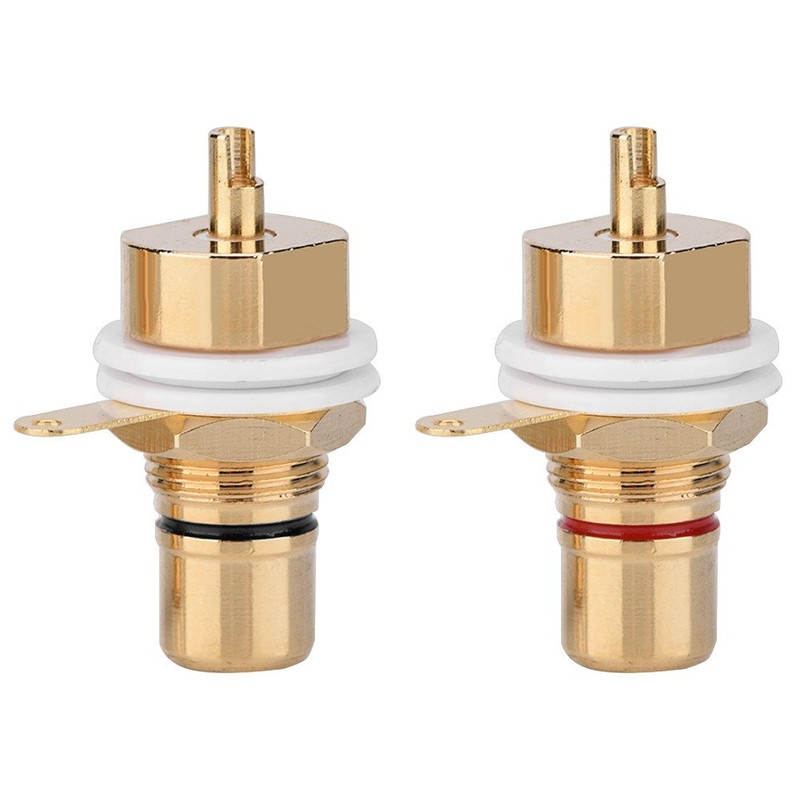 Socket, 2 Pcs Gold Plated Copper Panel Mount Female Jack
