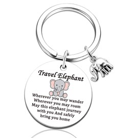 UVIBEW Elephant Gifts for Women Travel Elephant Keychain Travel Gift for Women Going Away Gifts for Coworkers Friends Elephants Jewelry for Woman Lucky Charms