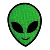 Alien Head Patch Embroidered Iron-On UFO Extraterrestrial Green Smiling Applique