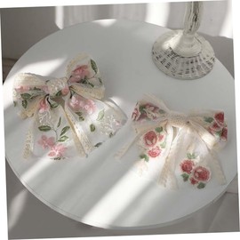 Healvian Chic Embroidered Bow Hairpin Ideal Boys and Girls Hair Bow Graceful Bride Barrette