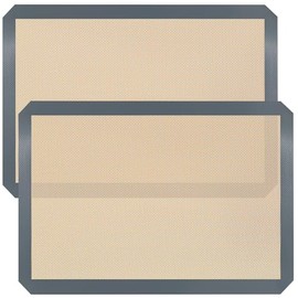 Silicone Baking Mat, 2 Pac Silicone Cookie Sheets for Baking 16.5"L x 11.6"W Reusable Baking Mat - Non-Stick Food Safe，Color Orange Oven Baking Sheet