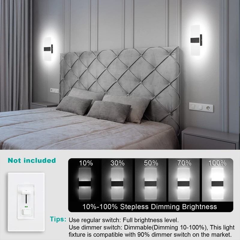 TRLIFE Dimmable Wall Sconces, Modern Wall Sconces Set of 2