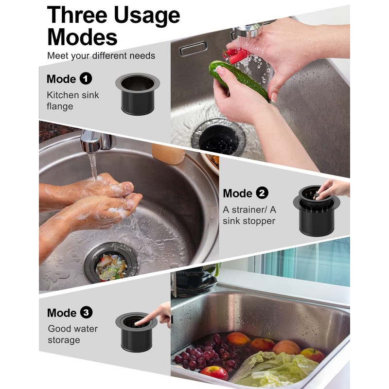 BOTEMY Extended Garbage Disposal Basket Strainer Stopper, Deep 304 Stainless
