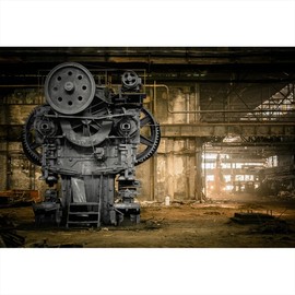 YongFoto 3 x 2 m Vinyl Photo Background Shabby Ruined Old Factory Grunge Metal Machine Interior Photography Background for Photo Shooting Portrait Photos Party Children Wedding Photo Studio Props