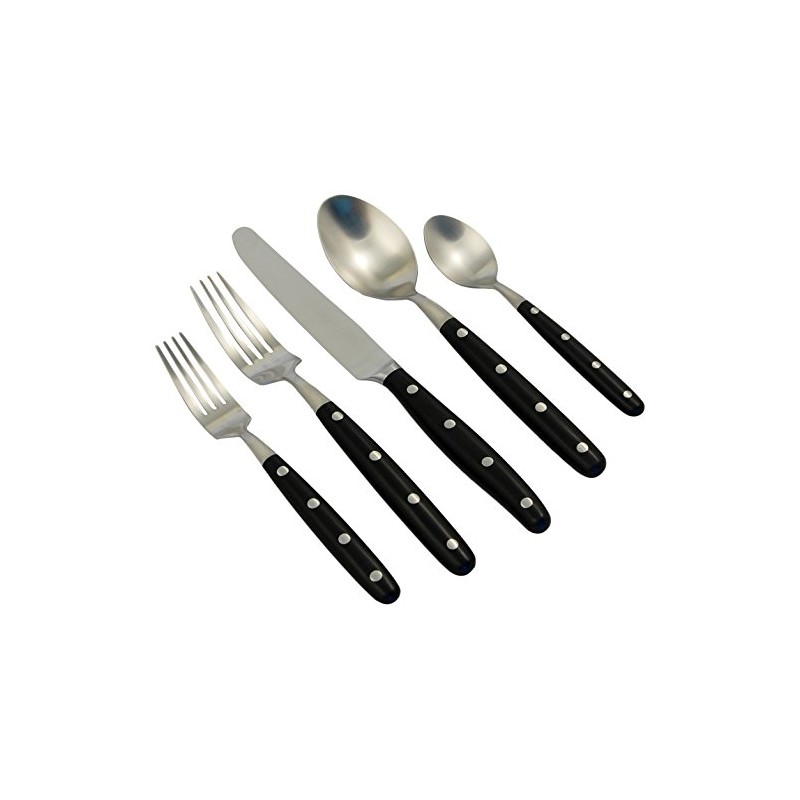 Ginkgo International Lyon 5-Piece Stainless Steel Flatware Place Setting, Ebony,