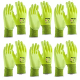 PIP 34-874FY MaxiFlex Ultimate HI VIS Micro Foam Nitrile Grip WORK GLOVES 6 PAIR - 2XLarge