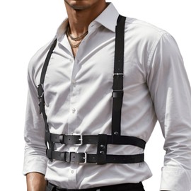 VKFOFEG Harness Men's Leather Punk Body Chest