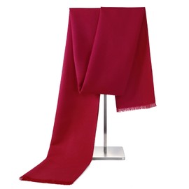 Scarf for Men Fall Winter Warm Scarves Soft Tassel Cashmere Feel Scarf Solid Wine Red