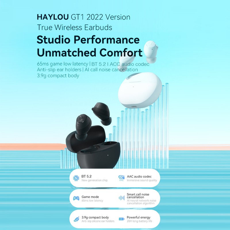 HAYLOU GT1 2022 Version True Wireless Earbuds BT5.2 AI Call