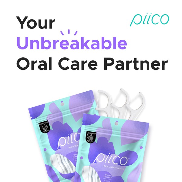 PIICO Piico Lavender Floss Picks with Xylitol, 100 Counts, Unbreakable,