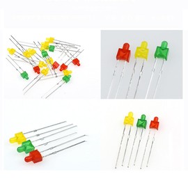 Cleiscry 100 Pieces 2 mm Multicoloured Round Top, Diffused Len LED Diode Light, Various Kit, Green, Blue, White, Yellow, Red Component for Science Projects, Schools and DIY Projects