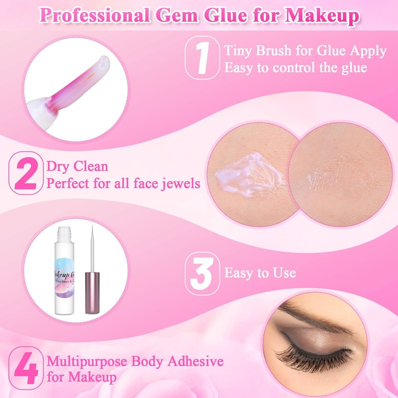 Face Makeup Glue for Rhinestones, Shynek Cosmetic Face Glitter Glue