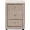 Baxton Studio Tessa 3 Drawer Fabric Upholstered Nightstand in Beige