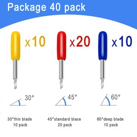 40 PCS Cutting Blades for Cricut Blades,CoiTek Replacement Cutting Blades for Explore Air/Air 2, 20P 45°Blade for 10P 30°Replacement Cricut Blade for 10P 60°Blades (40p)