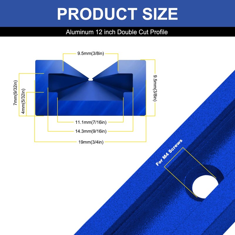 Seekliny T Tracks Woodworking Aluminum 12 inch Blue 4 Pack
